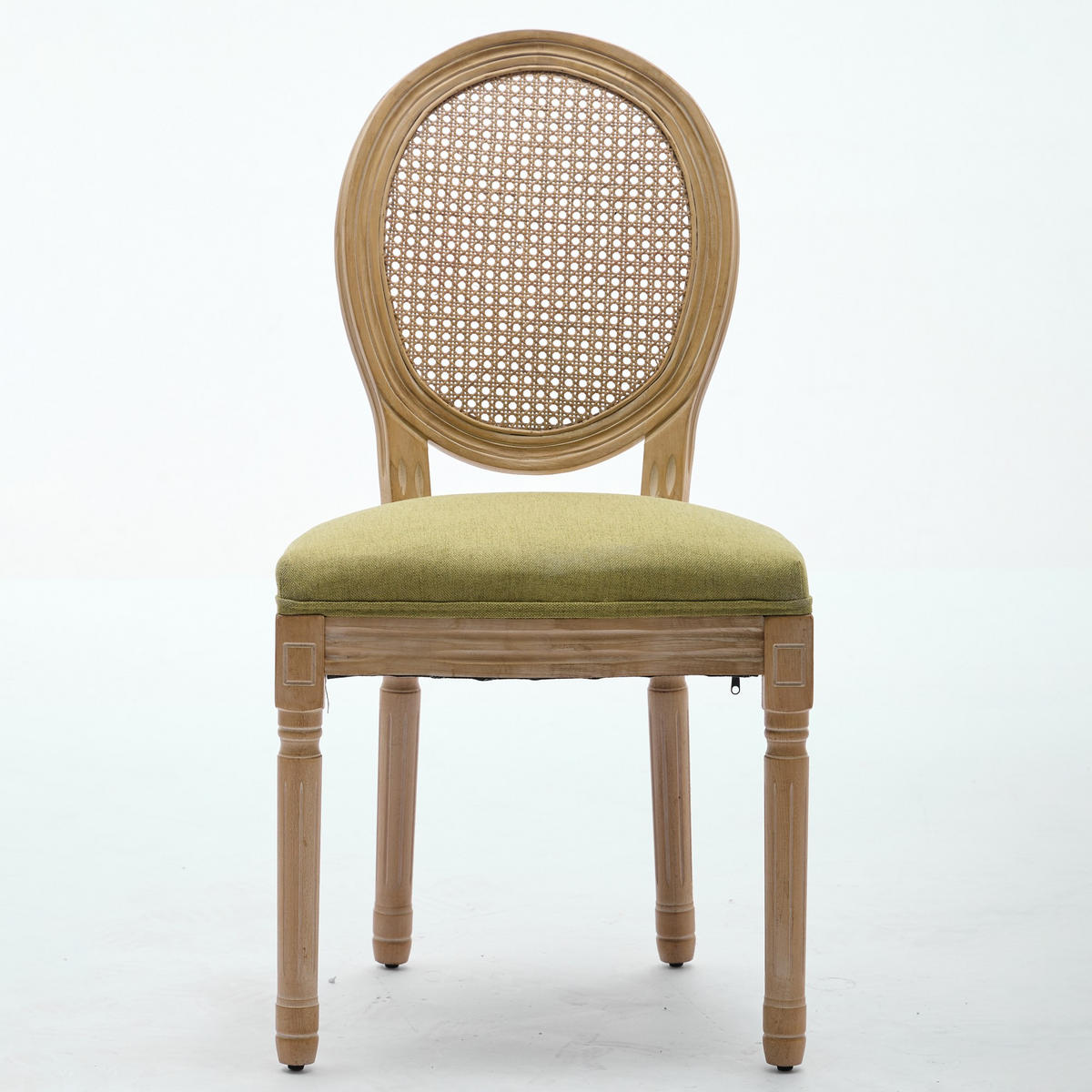 STUHL-SET DE-36325 2 Stück mit Rattan-Rückenlehne Olivgrün - Olivgrün, Holz (49/95/59.5cm) - ComfortXL
