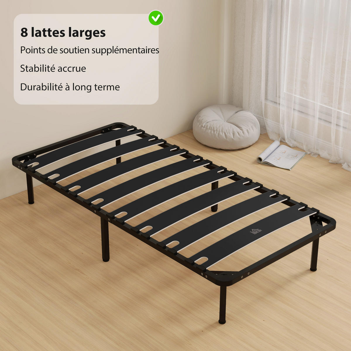 BETT Schwarz 90/190/33 cm - Schwarz, Metall - PANGIVO