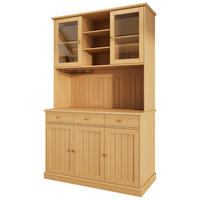 BUFFETSCHRANK DE-38594 120/40/191 cm Glastüren und integrierte Steckdose Natur - Naturfarben, Holzwerkstoff (120/191/40cm) - ComfortXL