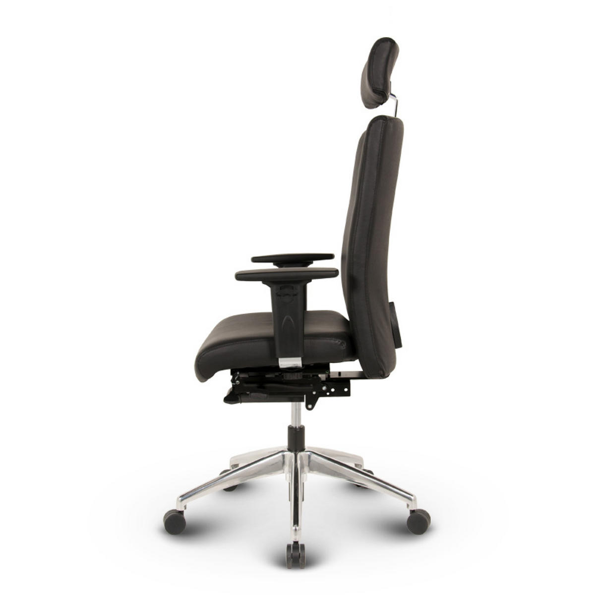 CHEFSESSEL Terox Leder Schwarz - ergonomisch, 150 kg belastbar, Sitzhöhe 54-66cm - Schwarz, Leder/Kunststoff (65/118/60cm) - Versee