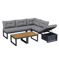 LOUNGEGARNITUR 191,5/79/191,5 cm Grau aus Polyester mit Stauraum und verstellbarer Rückenlehne - Grau, Textil - OKMYHOME