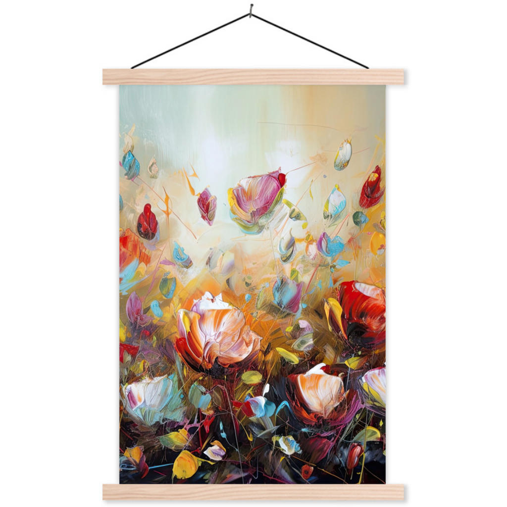 MuchoWow PLAKÁT S MAGNETICKOU LIŠTOU Květiny - Umění - Příroda - Olejomalba 40x60 cm