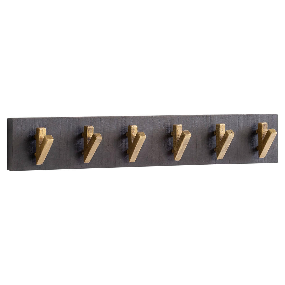 WANDGARDEROBE Mango Massivholz Metall Modern 60x10x8 cm Schwarz Gold - Schwarz, Holz (60/10/8cm) - KADIMA DESIGN