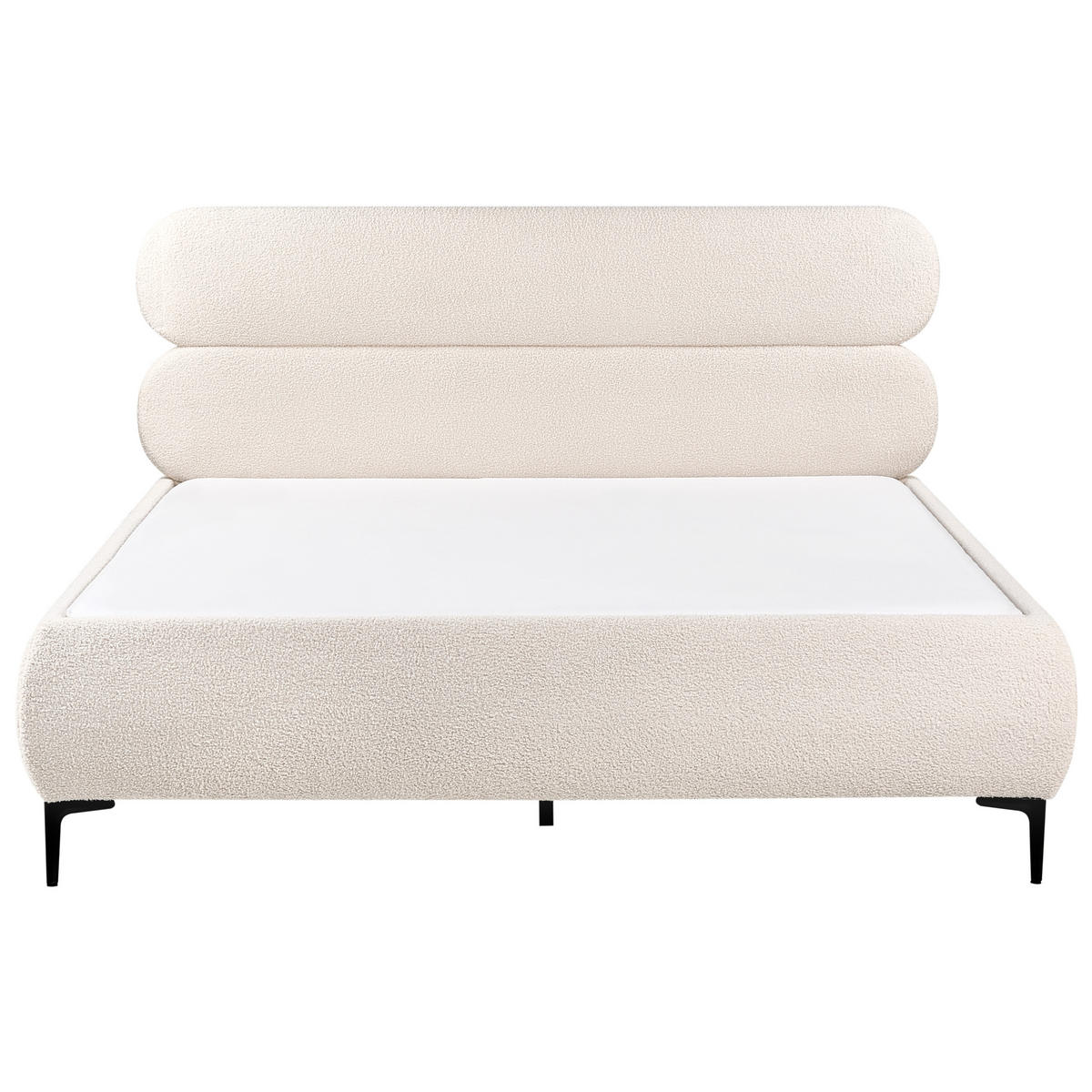BETT mit Lattenrost 160/200 cm Bouclé Cremeweiß Lessay - Creme, Textil (160/200cm) - Beliani