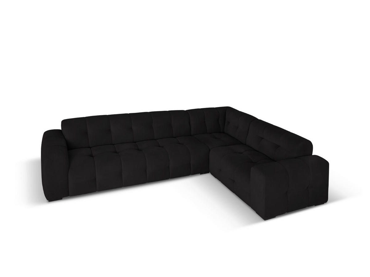 ECKSOFA rechts Kendal aus Samt schwarz 6 Sitzplätze - Schwarz, Textil (231/332cm) - Micadoni