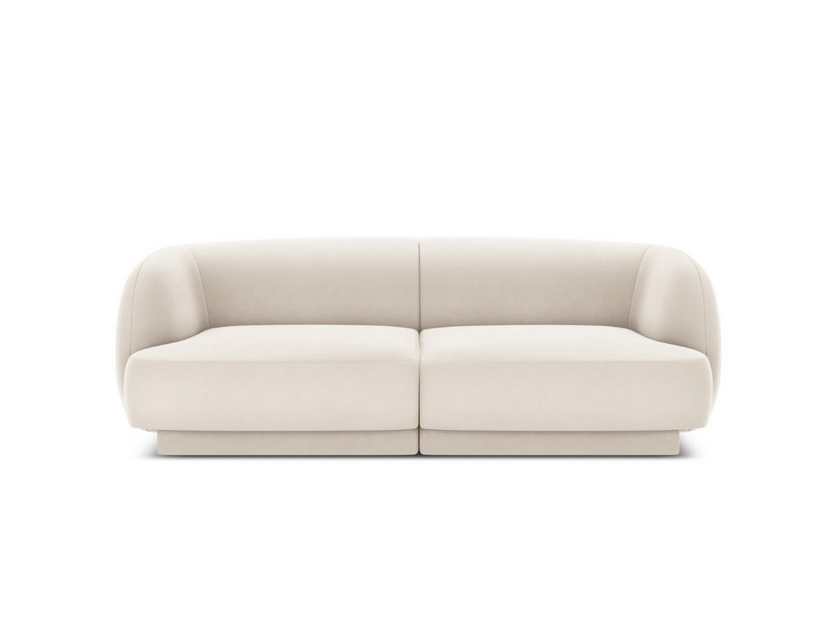 SOFA Miley aus Samt leichtes beige 2 Sitzplätze - Beige, Textil (90/70/180cm) - Micadoni