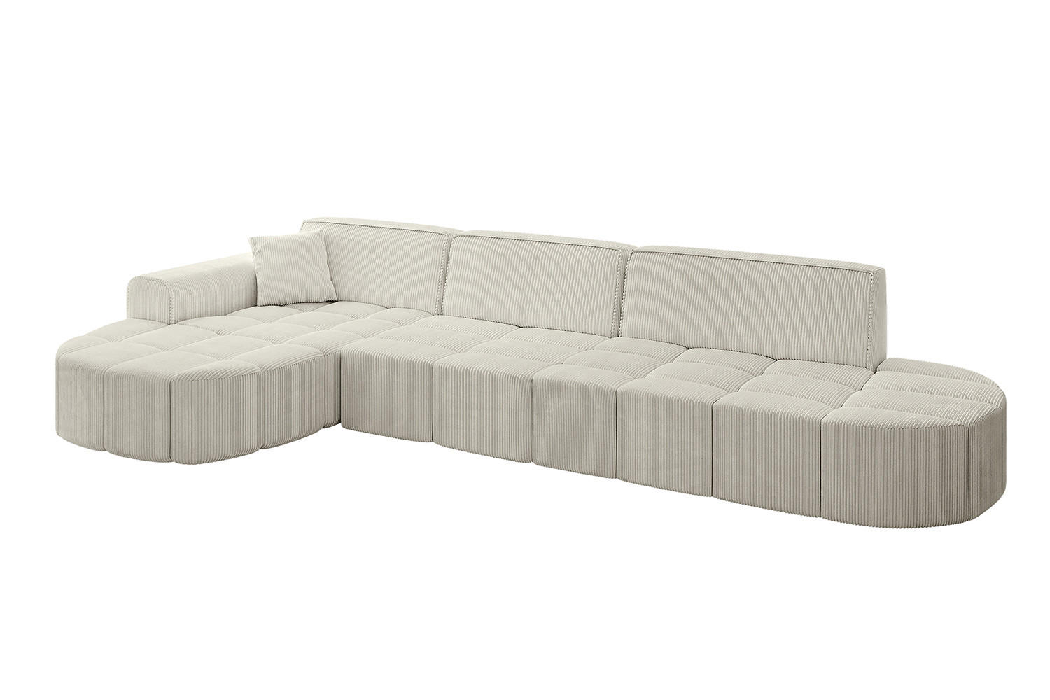 ECKSOFA Ottomane Links LIVO-L2 - 337x173x79,5 cm Hellgrau - Hellgrau, Holzwerkstoff/Textil (337/173cm) - ALTDECOR