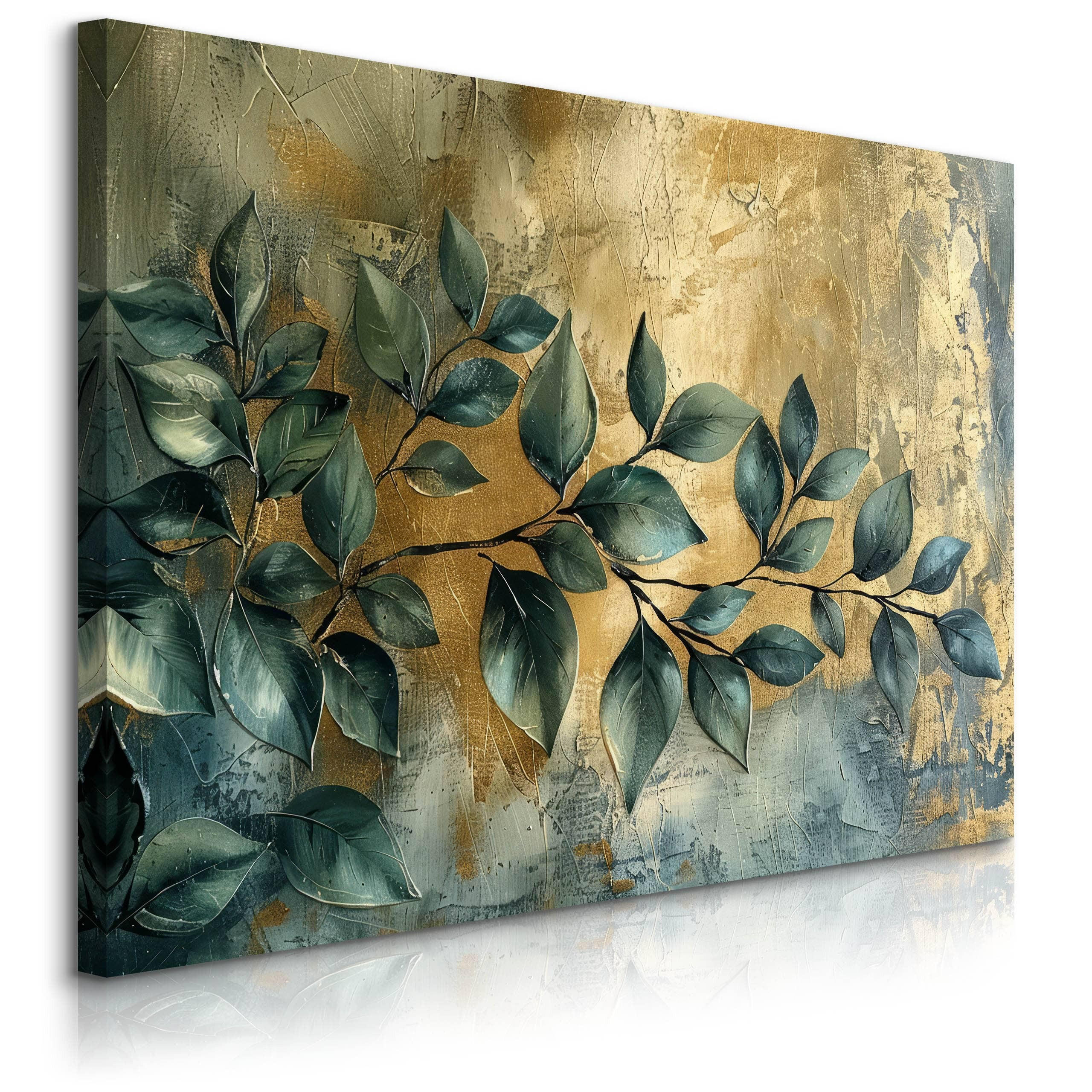 LEINWANDBILD Blätter Pflanzen Malarei Abstraktion 30x20 cm - Beige/Grau, Textil (30/20cm) - Muralo