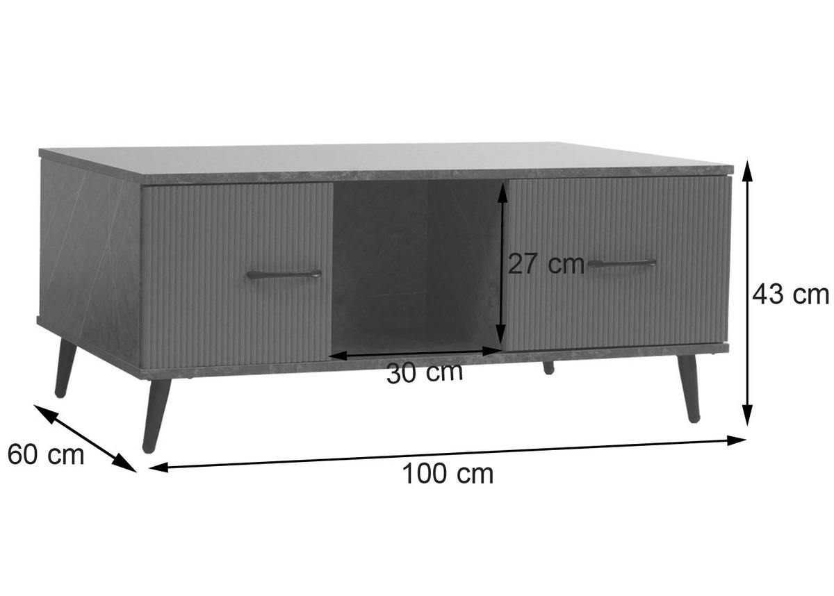 COUCHTISCH eckig Grau - Grau, Holz (60/100/43cm) - MCW