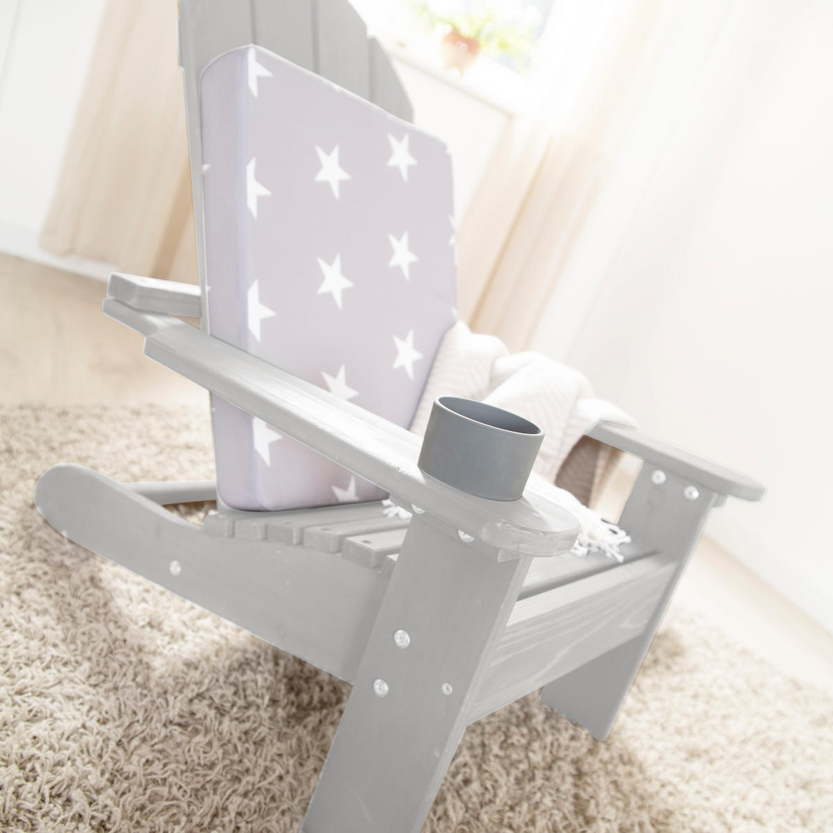 OUTDOORSTUHL "Deck Chair" - Hellgrau, Holz (51/60/55cm) - Roba