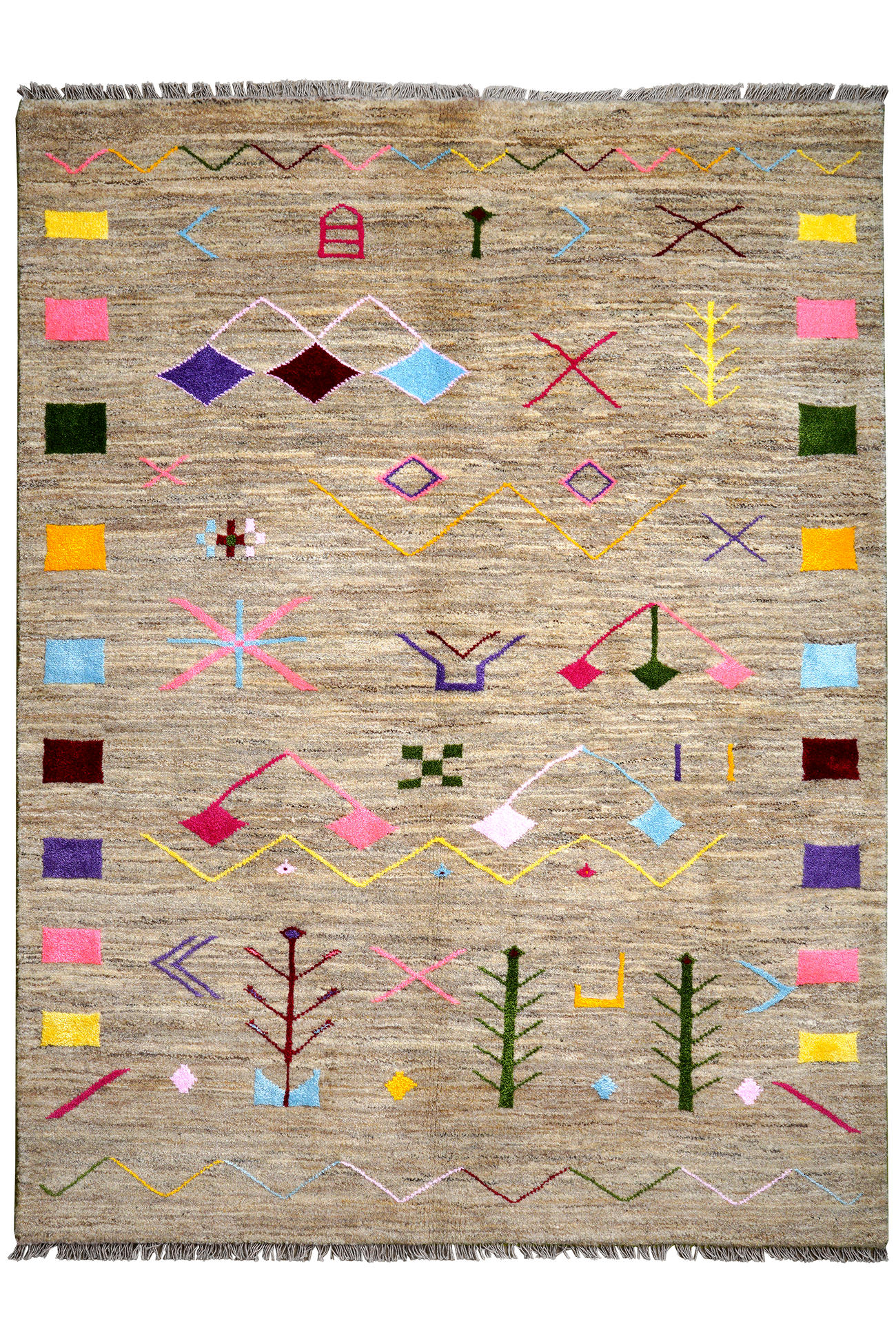 TEPPICH Gabbeh Basi Grau 198/150 cm Schurwolle - Grau, Textil (150/198cm) - Looma