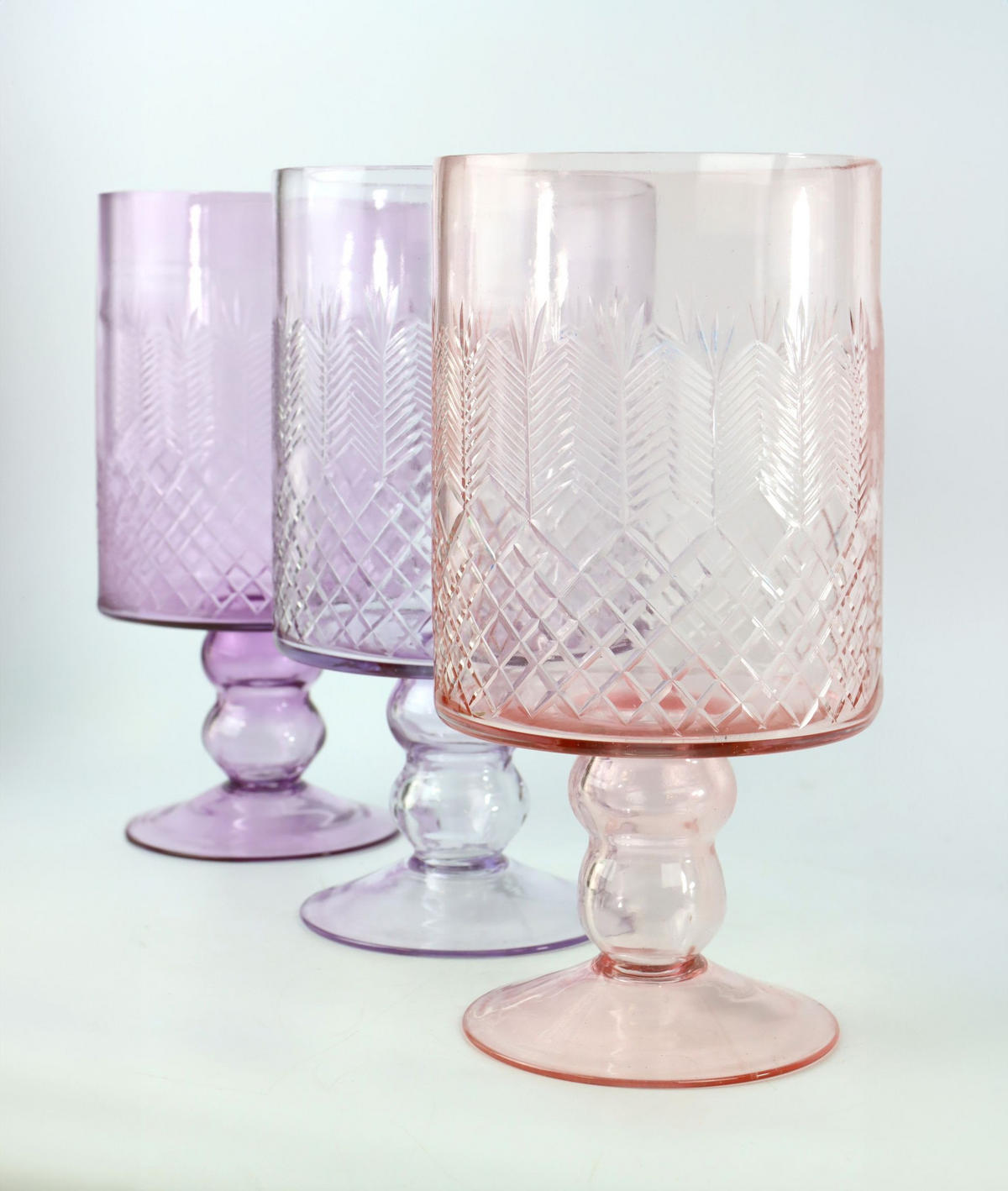 WINDLICHTER Berry 3er-Set - Lila, Glas (13/25/13cm) - FURNARO