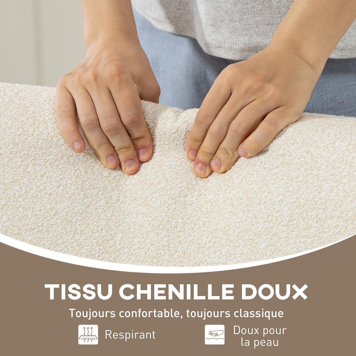 SESSEL DE-13303 Chenille-Stoff & dickes Polster Creme - Creme, Holz (72/81/73.5cm) - ComfortXL