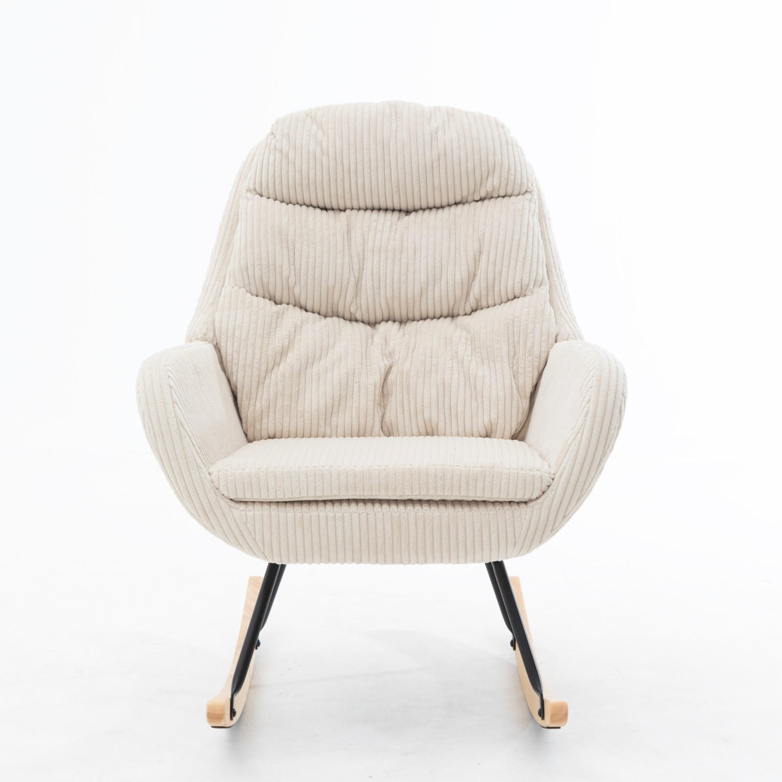 SCHAUKELSTUHL 74/94/96 cm aus Cordstoff mit Federkern und Gleitschutz, Beige - Beige, Textil (94/96/74cm) - Redom