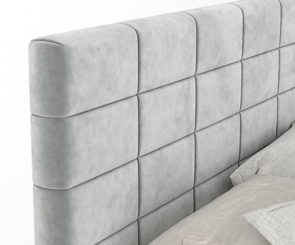 BOXSPRINGBETT Ava Hellgrau 140/200 cm - Hellgrau/Schwarz, Holz/Holzwerkstoff (140/200cm) - Maison de Reve
