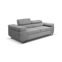 SOFA Marlene mit verstellbaren Kopfstützen 202 cm Wohnzimmer, hellgrau - Hellgrau, Holz (202/87/97cm) - Margaret Hadas24
