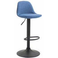 BARHOCKER Kilian, Gestell schwarz, Stoff Blau - Blau/Schwarz, Textil/Metall (39/100/43cm) - TPFLiving