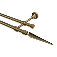 GARDINENSTANGE Primus Lorenzo 480 cm (geteilt in 3 x 160 cm), 2-läufig (ohne Ringe), 16 mm Ø Messing Antik - Messingfarben/Bronzefarben, Metall (480cm) - INTERDECO