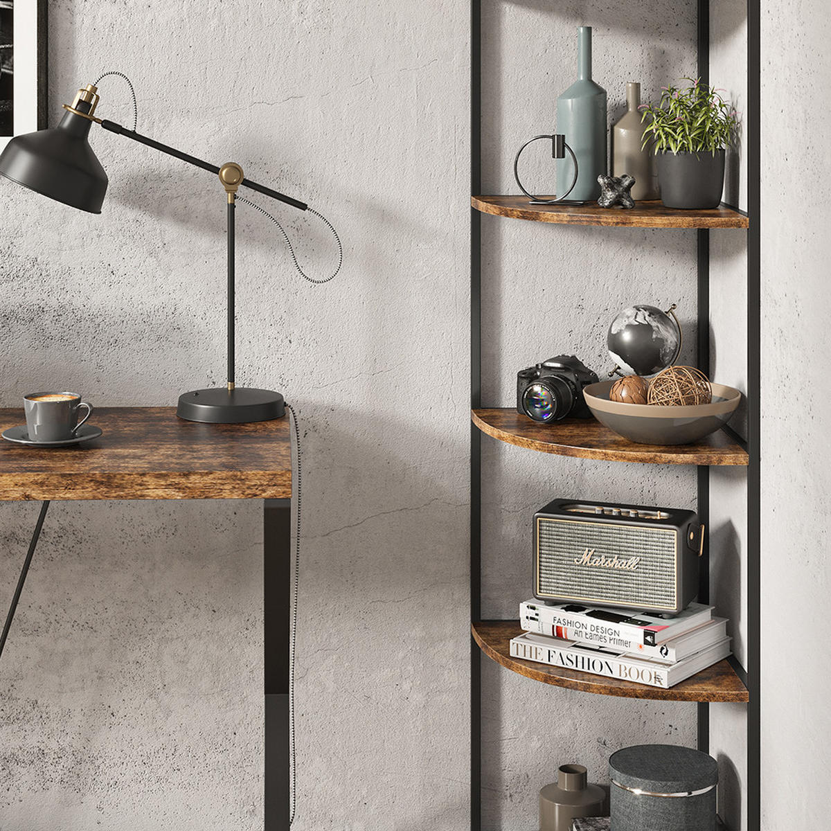 BÜCHERREGAL Fyrk Antikholz 40 x 180 cm - Eichefarben/Schwarz, Holzwerkstoff (40/180/40cm) - Vicco