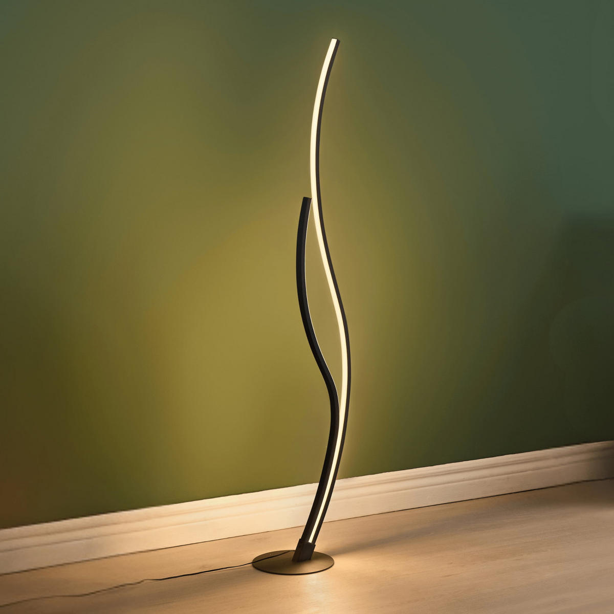 STEHLEUCHTE Ysoria, Schwarz, 128cm - Schwarz, Metall (128/20/128cm) - KOSILUM