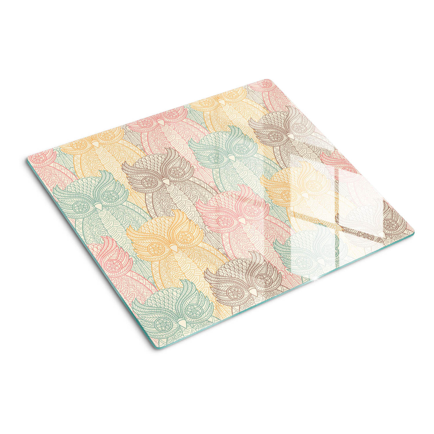 Tulup Glasplatte Beige, Weiß Hochglanz 60x0.4x52 cm