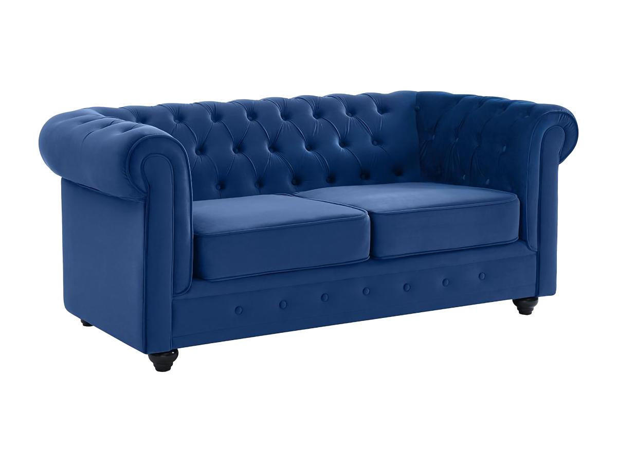 SOFA 2-Sitzer - Samt - Dunkelblau - CHESTERFIELD - Blau, Textil (88/72/168cm) - Vente-Unique