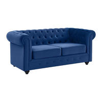 SOFA 2-Sitzer - Samt - Dunkelblau - CHESTERFIELD - Blau, Textil (88/72/168cm) - Vente-Unique