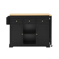 KÜCHENINSEL DE-41134 112-188/45/92 cm mit seitlich ausziehbarer Arbeitsplatte Schwarz - Schwarz, Holzwerkstoff (124.3/92/45cm) - ComfortXL