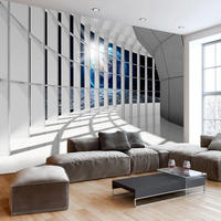 SELBSTKLEBENDE FOTOTAPETE 343/245 cm - Blau/Grau, Kunststoff/Textil (343/1cm) - KUNSTLOFT
