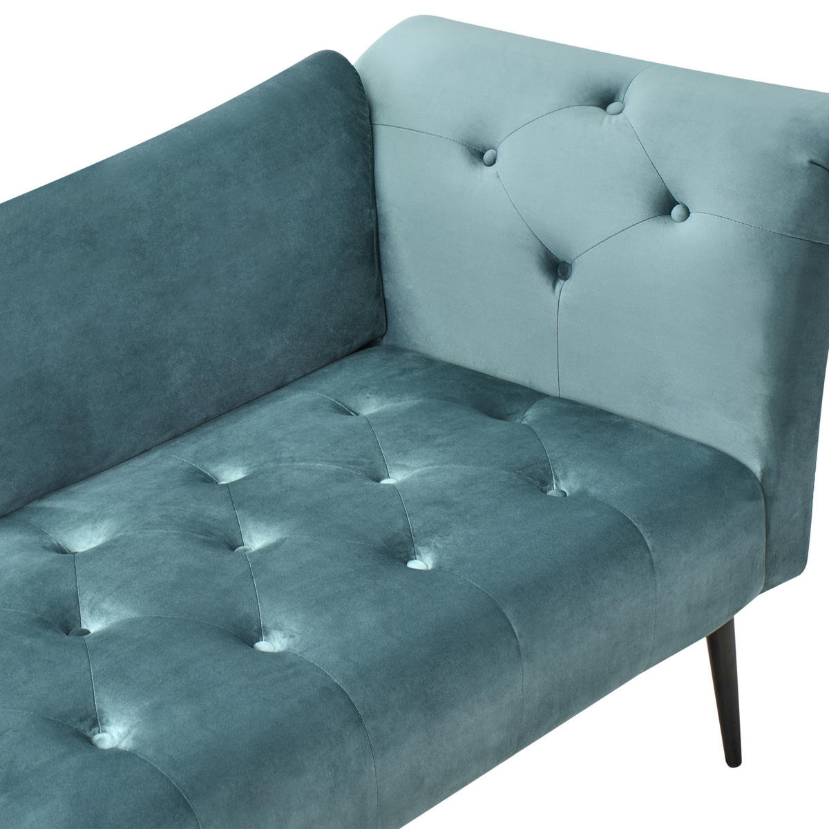 ČALOUNĚNÉ LEHÁTKO CHAISE LONGUE Sametová látka Modrozelené Nantilly - modrá/černá, textil (175/76/69cm) - Beliani