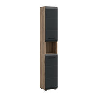 HOCHSCHRANK ICE (B/H/T: ca. 30/185/30 cm) in Nox Oak Nachbildung/schwarz matt - Eichefarben, Holzwerkstoff (30/185/30cm)