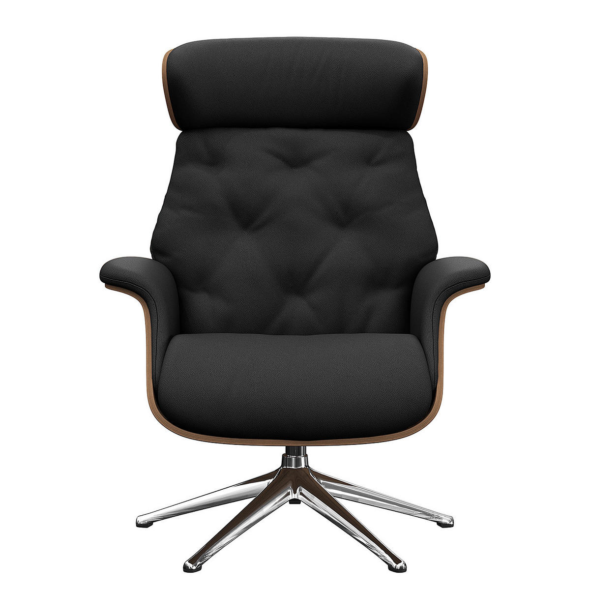 RELAXSESSEL - Echtleder - Chromfarben/Schwarz, Leder/Metall (83/110/83cm) - home24