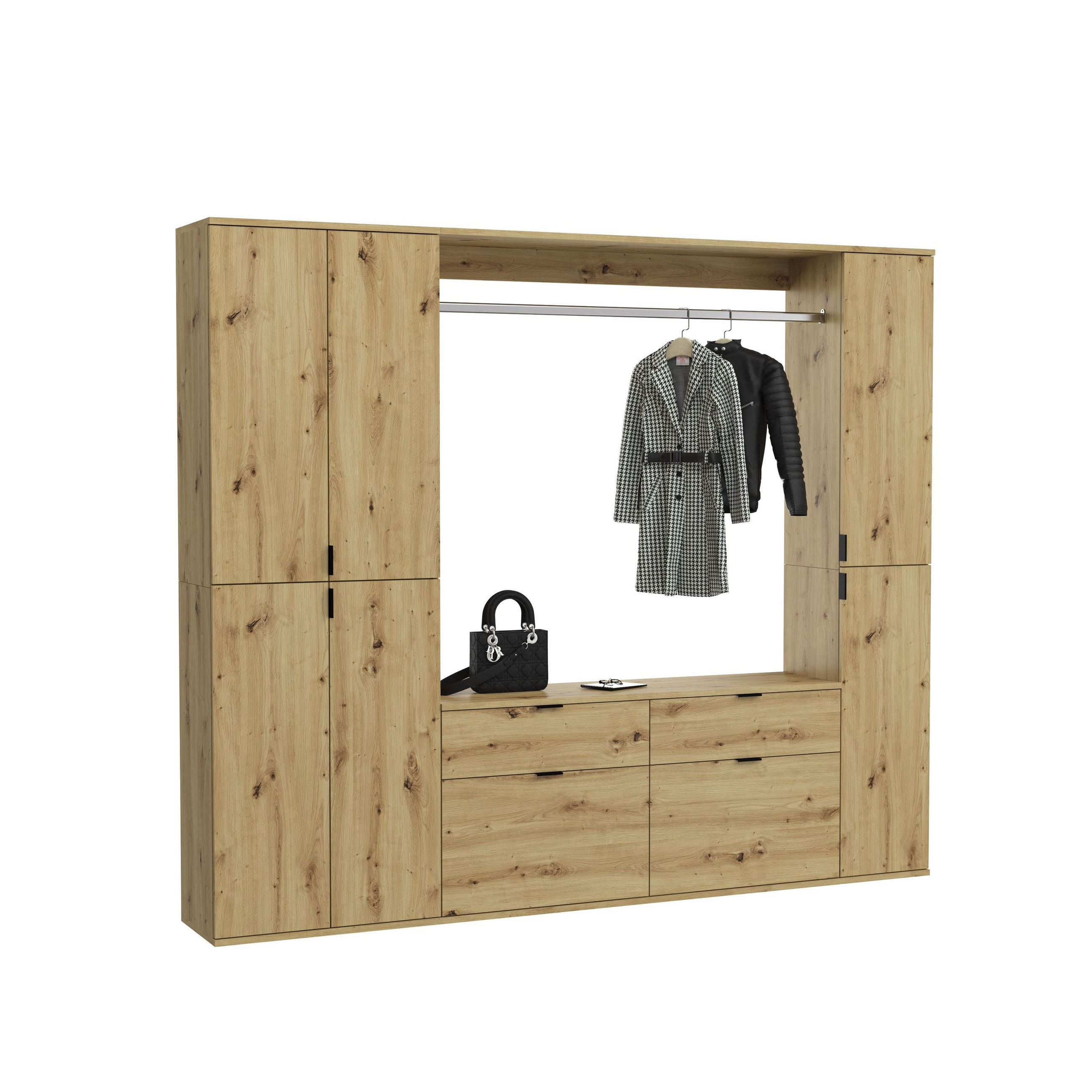 GARDEROBENKOMBINATION 4tlg. Projekt X Garderobe in Artisan Eiche Nachbildung B/H/T: 212x193x34 cm - Eiche Artisan, Holzwerkstoff (212/193/34cm)