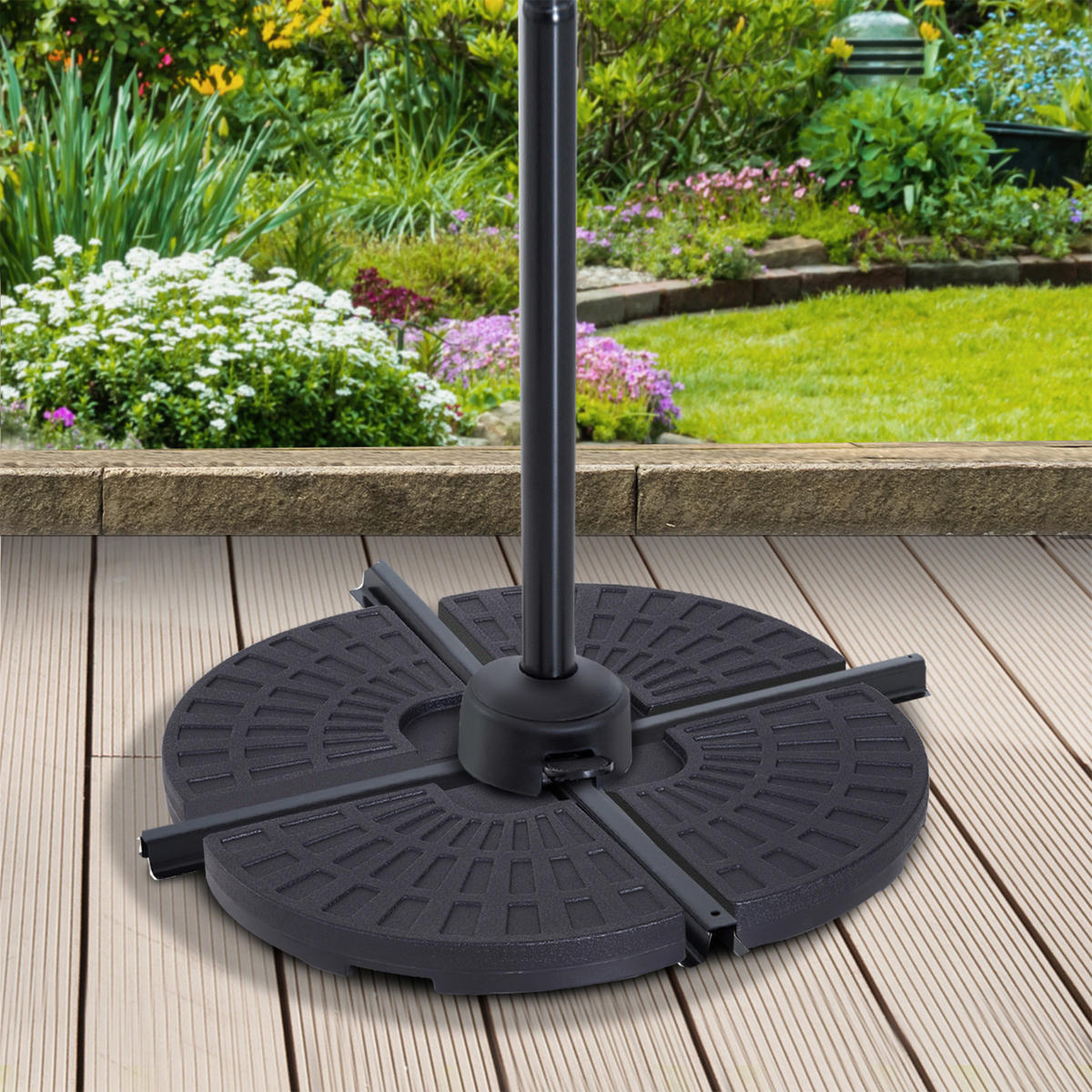 SONNENSCHIRMGEWICHT 4er-Set für Sonnenschirm mit 52 kg Wasser oder 68 kg Sand befüllbar HDPE Schwarz - Schwarz, Kunststoff (48/48cm) - Outsunny