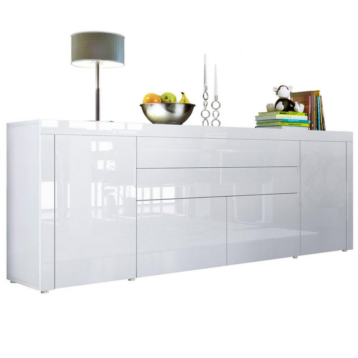 SIDEBOARD La Paz Weiß Hochglanz / Weiß Hochglanz - Weiß Hochglanz, Holzwerkstoff (200/72/35cm) - Vladon