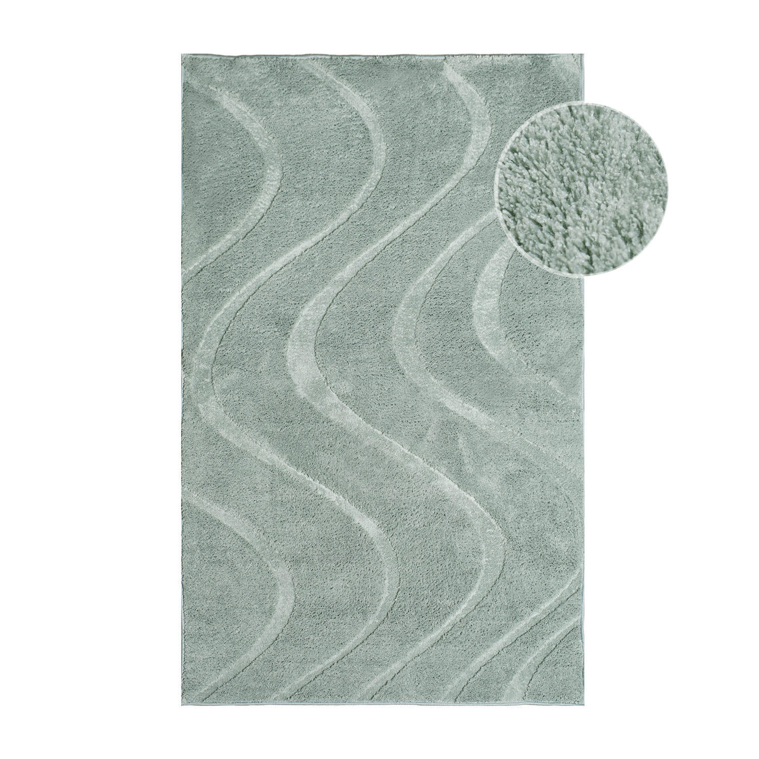 BADTEPPICH Waschbar Bath Waves 400 Jade-Grün 50x90 cm - Grün, Textil (50/90cm) - carpet city