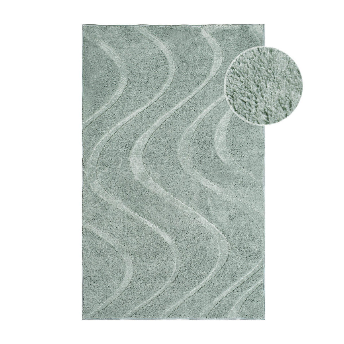 BADTEPPICH Waschbar Bath Waves 400 Jade-Grün 50x90 cm - Grün, Textil (50/90cm) - carpet city