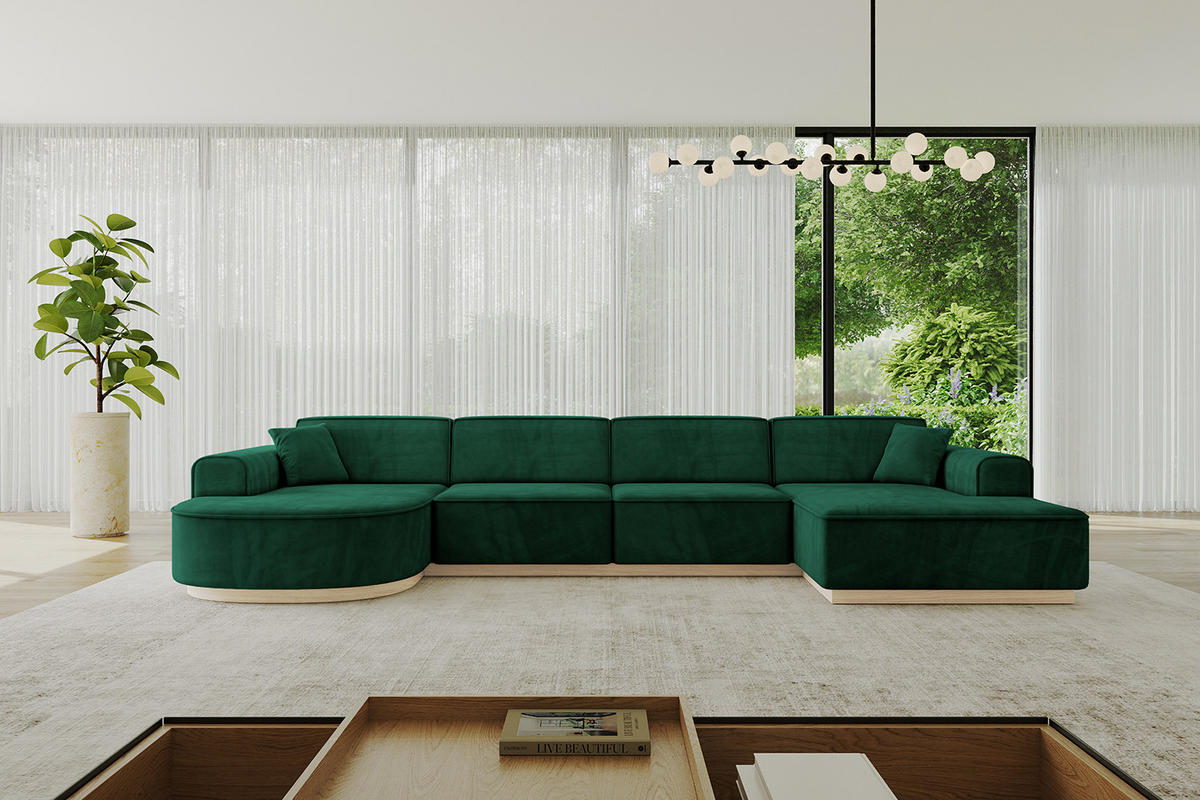 WOHNLANDSCHAFT ARRIO-U2 303x171x83 cm Dunkelgrün - Dunkelgrün, Holzwerkstoff/Textil (388/83/171cm) - ALTDECOR