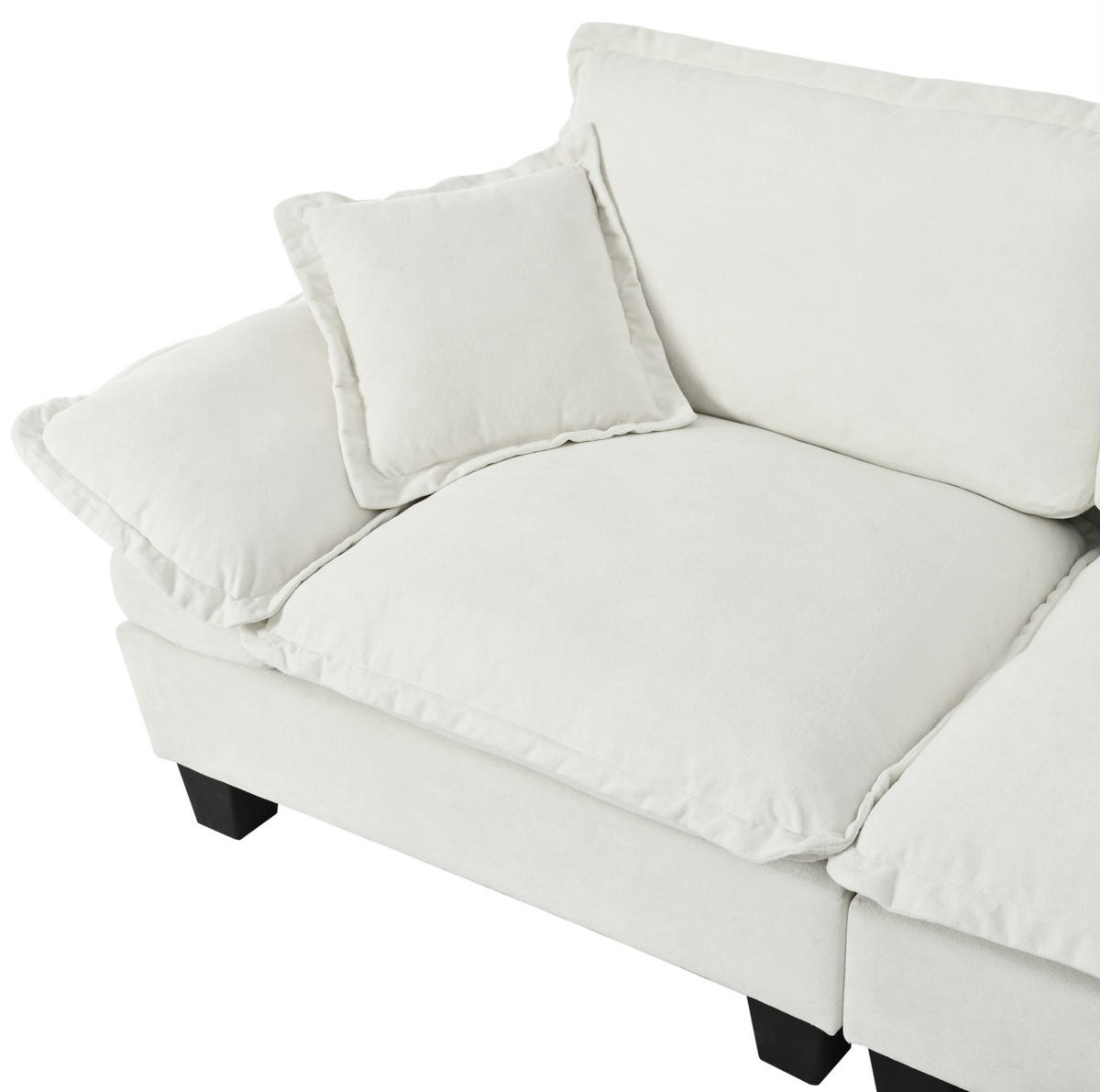 WOHNLANDSCHAFT aus Chenille 264x155x90 cm in Beige mit Ottomanen-Modul - Beige, Textil (155/90/264cm) - Modfu