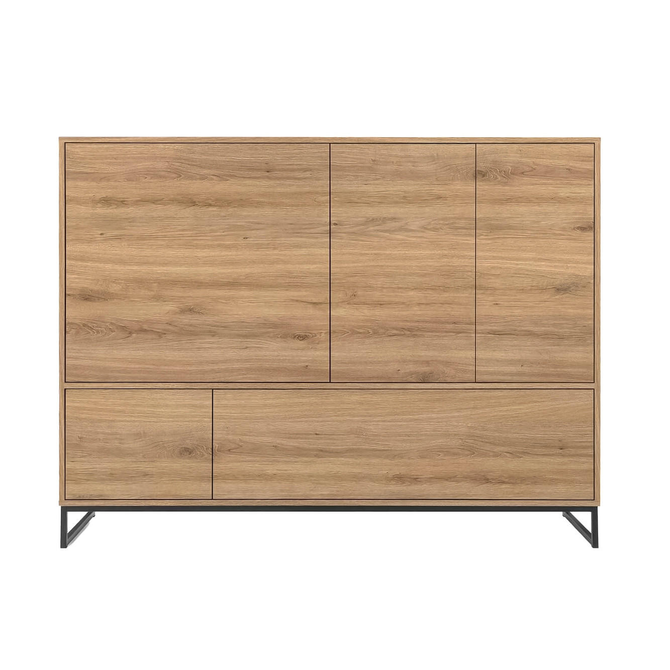 KOMMODE AZIR 160/120/45cm mit Schubladen 5 Türen Eichefarben - Eichefarben, Holzwerkstoff (160/120/45cm) - MASSENO