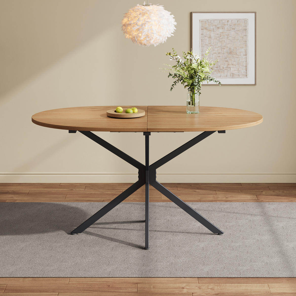 JÍDELNÍ stůl z MDF 120x80x75,5 cm přírodní pro 4–6 osob se stabilní křížovou podnoží - přírodní, kompozitní dřevo (80/120/75.5cm) - Modfu