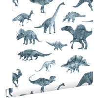 TAPETE Dinosaurier 50 x 900 cm - Blau, Papier (50/0.1cm) - ESTAhome