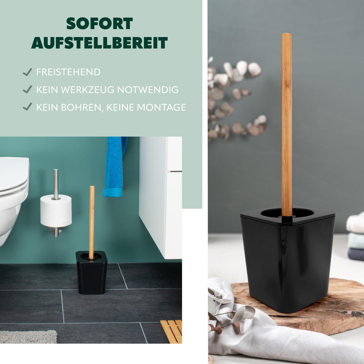 WC-BÜRSTE CALVI, schwarz - Schwarz, Kunststoff (11.4/39/11.4cm) - bremermann