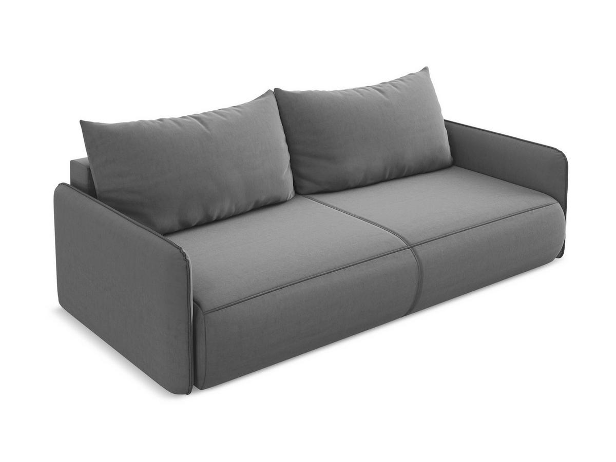 3-SITZER SOFA mit Schlaffunktion Samt Stoff Grau - Schwarz/Grau, Kunststoff/Textil (216/86/105cm) - Makamii