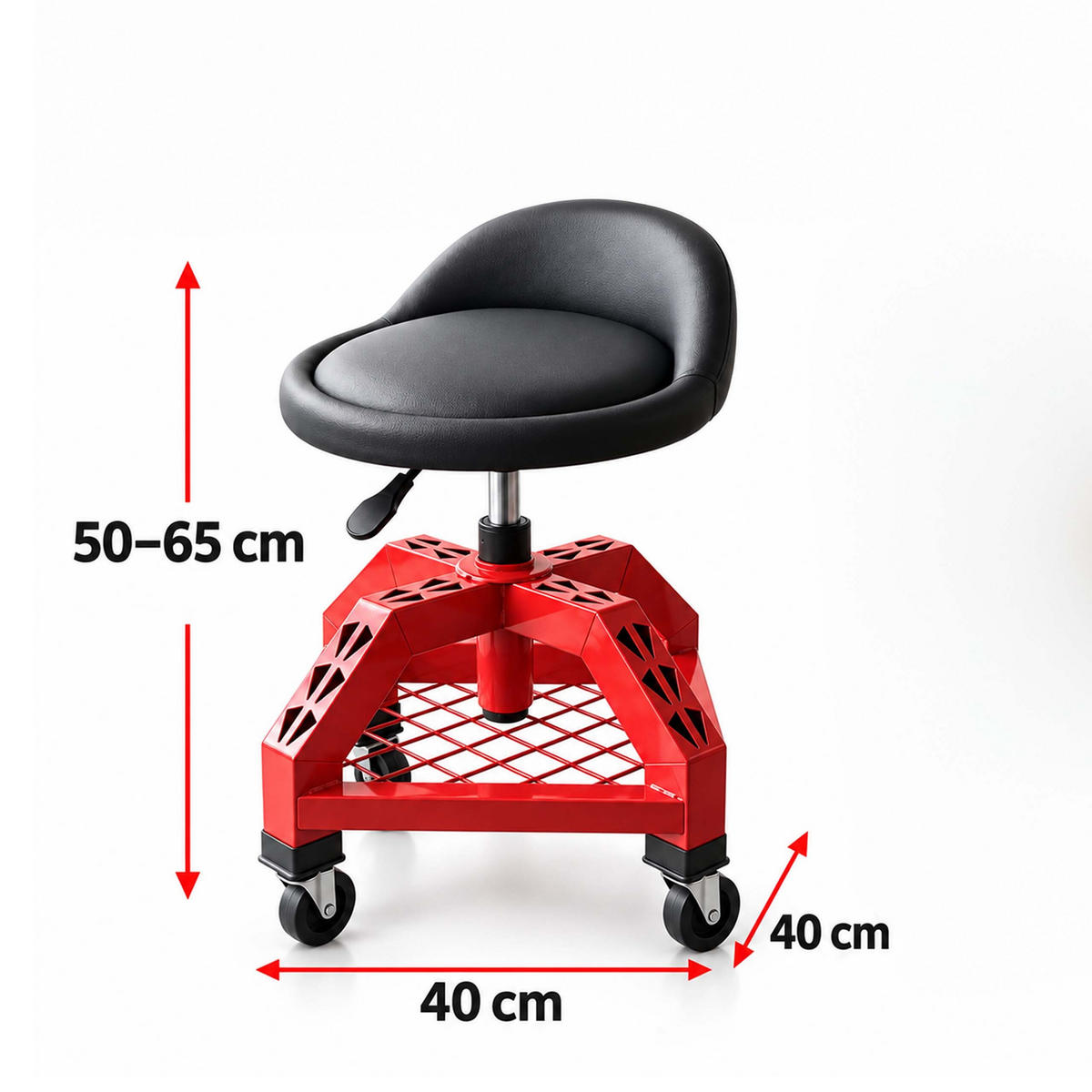 STOLIČKA Černá dílenská výškově nastavitelná s opěrkou kolečka - černá, kov/textil (40/50/40cm) - Relaxdays