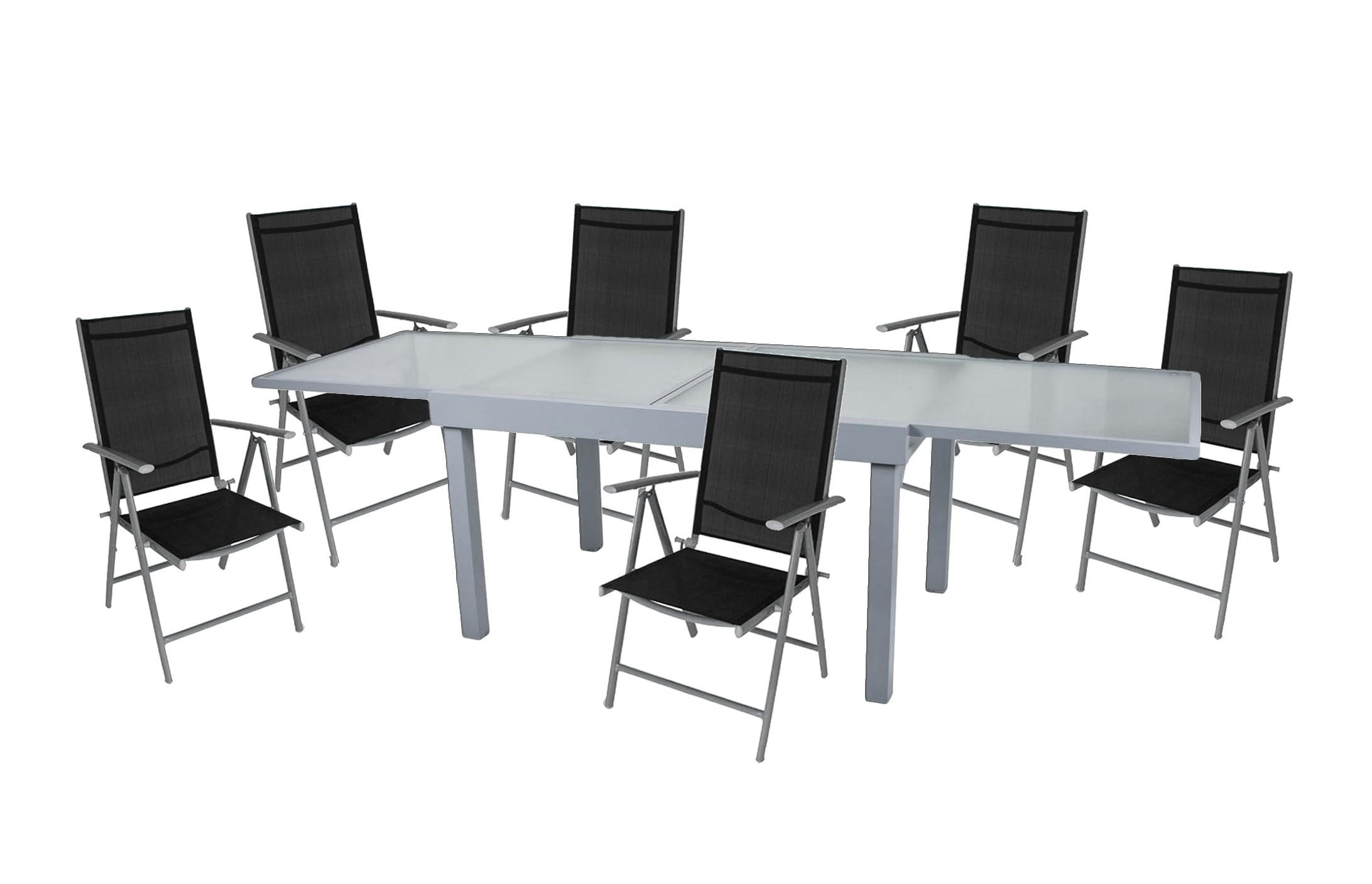 GARTEN-SITZGRUPPE Arno 7-teilig Gartenmöbel-Set - Grau, Metall - DELUKE