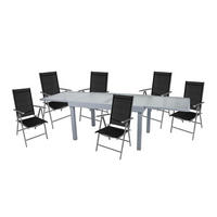 GARTEN-SITZGRUPPE Arno 7-teilig Gartenmöbel-Set - Grau, Metall - DELUKE