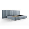BETT mit Bettkasten und Doppelkopfteil Kelp aus Samt hellblau 200x200cm - Hellblau, Textil (200/200cm) - Micadoni