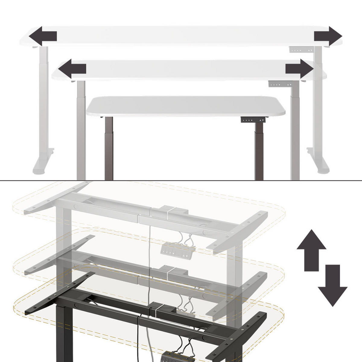 PSACÍ STŮL Elevate Černá/bílá - černá, kompozitní dřevo (70/120/120cm) - Vicco