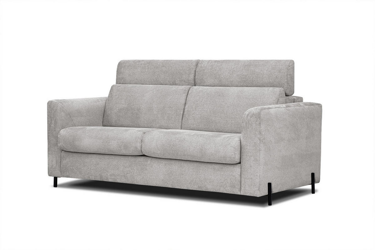 SOFA MEZO 3-Sitzer mit Schlaffunktion, beige - Beige/Schwarz, Holz/Textil (232/90/107cm) - Courtois Laville